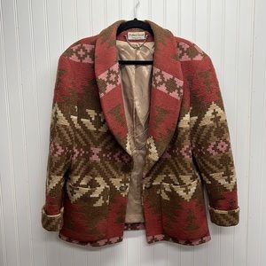 Vintage Ashley Scott Tribal Aztec Open‎ Front Blazer
